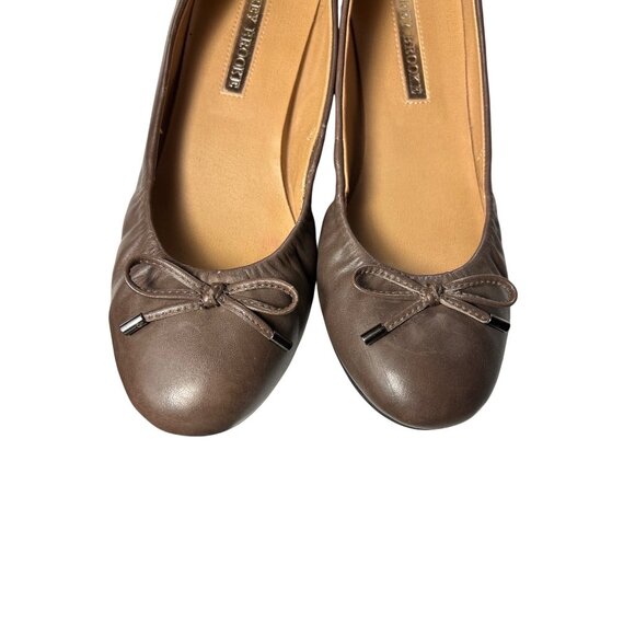 Women~AUDREY BROOKE NEWTON BROWN LEATHER~BOW~Slip on Ballet Flats SHOES Size 8M - Picture 8 of 9